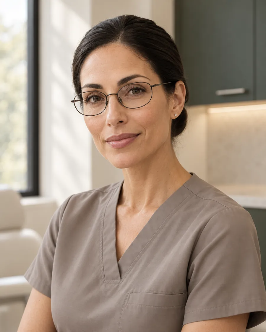 Dr. Maya Bennett, physician and founder of MOVA, in her office